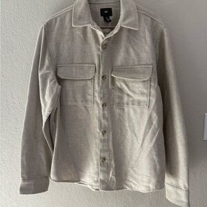 H&M Men’s Gray Herringbone Button-Up Overshirt Size M